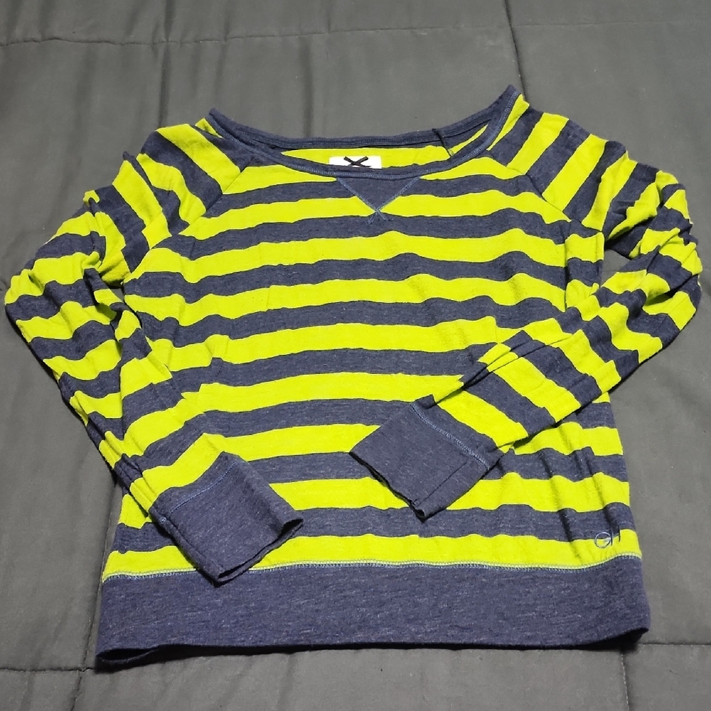 Womens Gilly Hicks Hollister Striped Long Sleeve Scoop Neck Top Size M